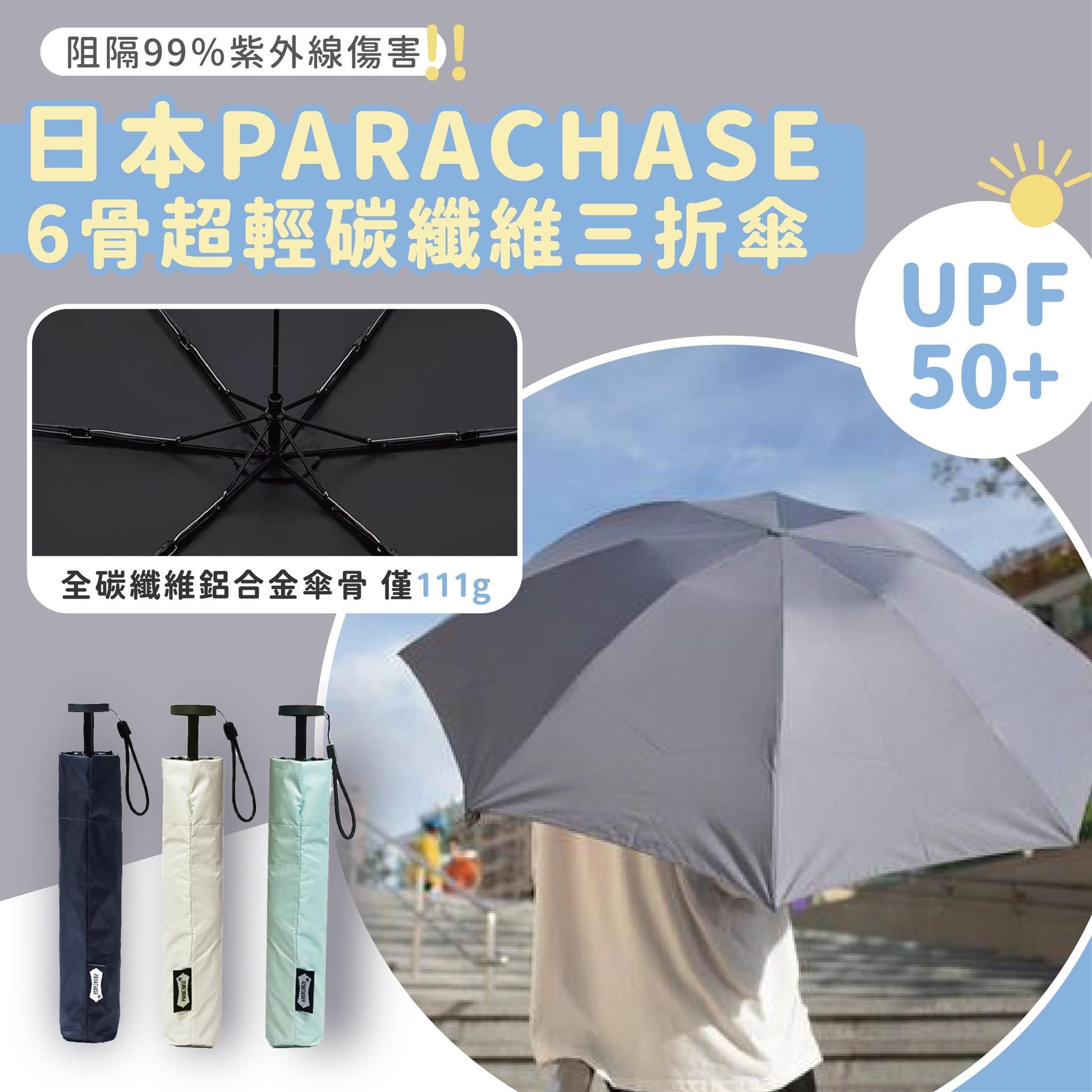 日本Parachase 6骨超輕碳纖維UV遮 （預計5月中到貨）